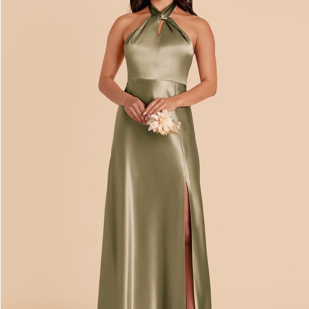 Birdy Grey Monica Bridesmaid Dress Shiny Satin Moss Green